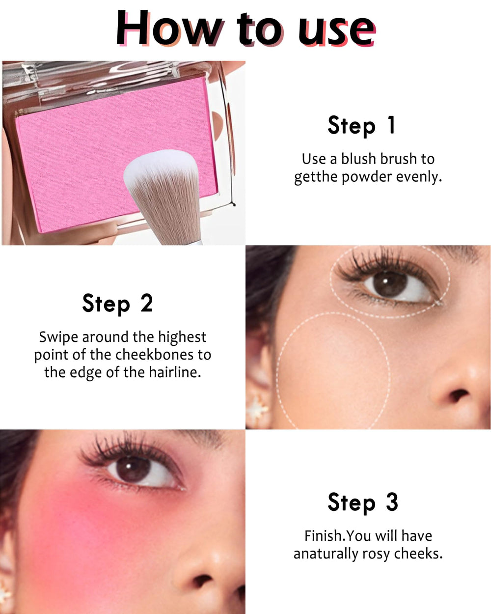 Lestpola model applying cheek color showing natural matte finish benefit