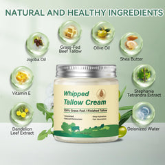 Letscarey open jar top view revealing creamy tallow and easy scoop benefit