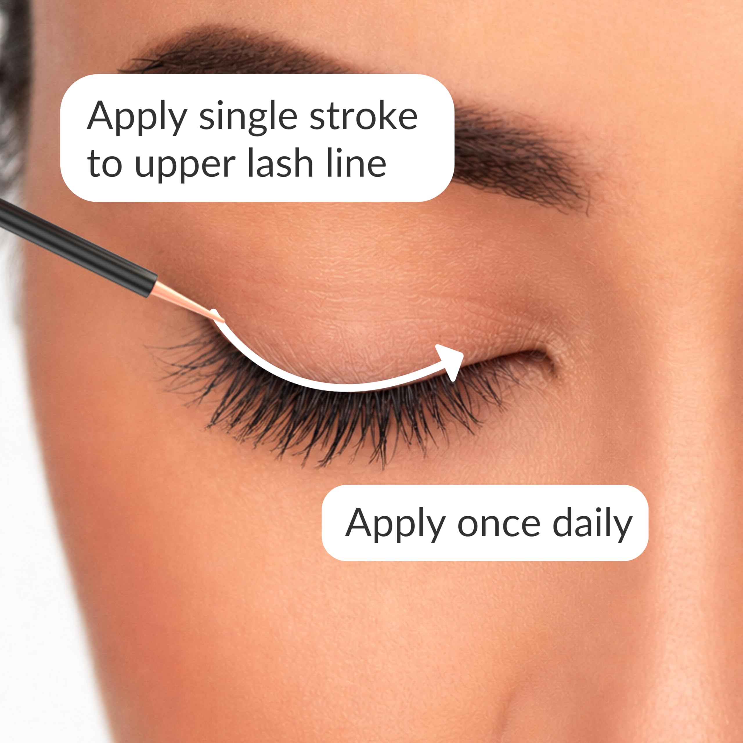 LeVaye' before and after illustration demonstrating fuller-looking lashes with use
