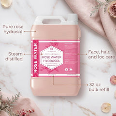 Leven Rose droplet closeup highlighting pure hydrosol clarity and freshness