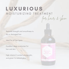 Leven Rose oil held in palm showing rich texture and moisturizing benefit