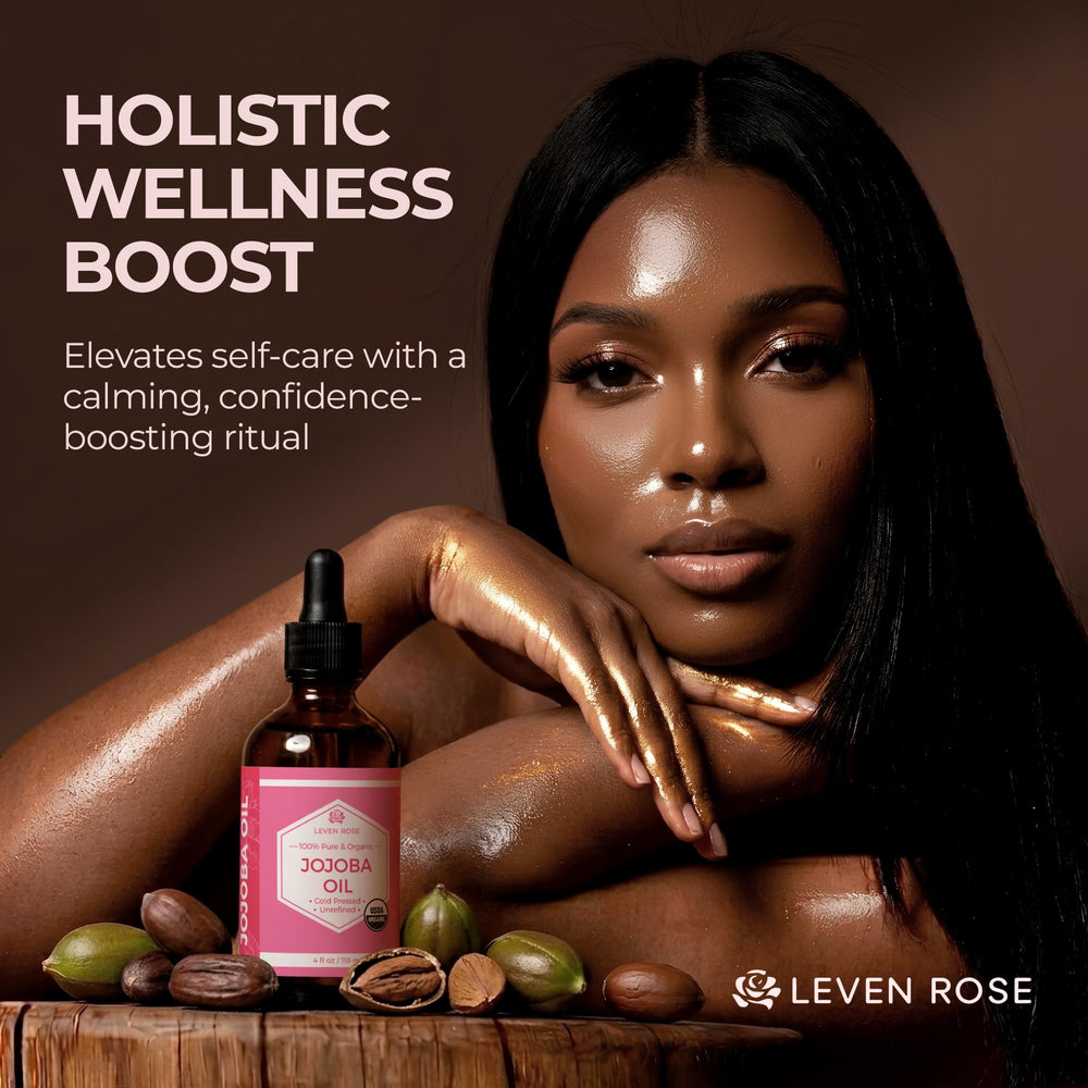 Leven Rose jojoba oil pouring to show light texture and quick absorption