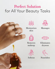 Leven Rose jojoba oil pouring from jug demonstrating easy refill convenience