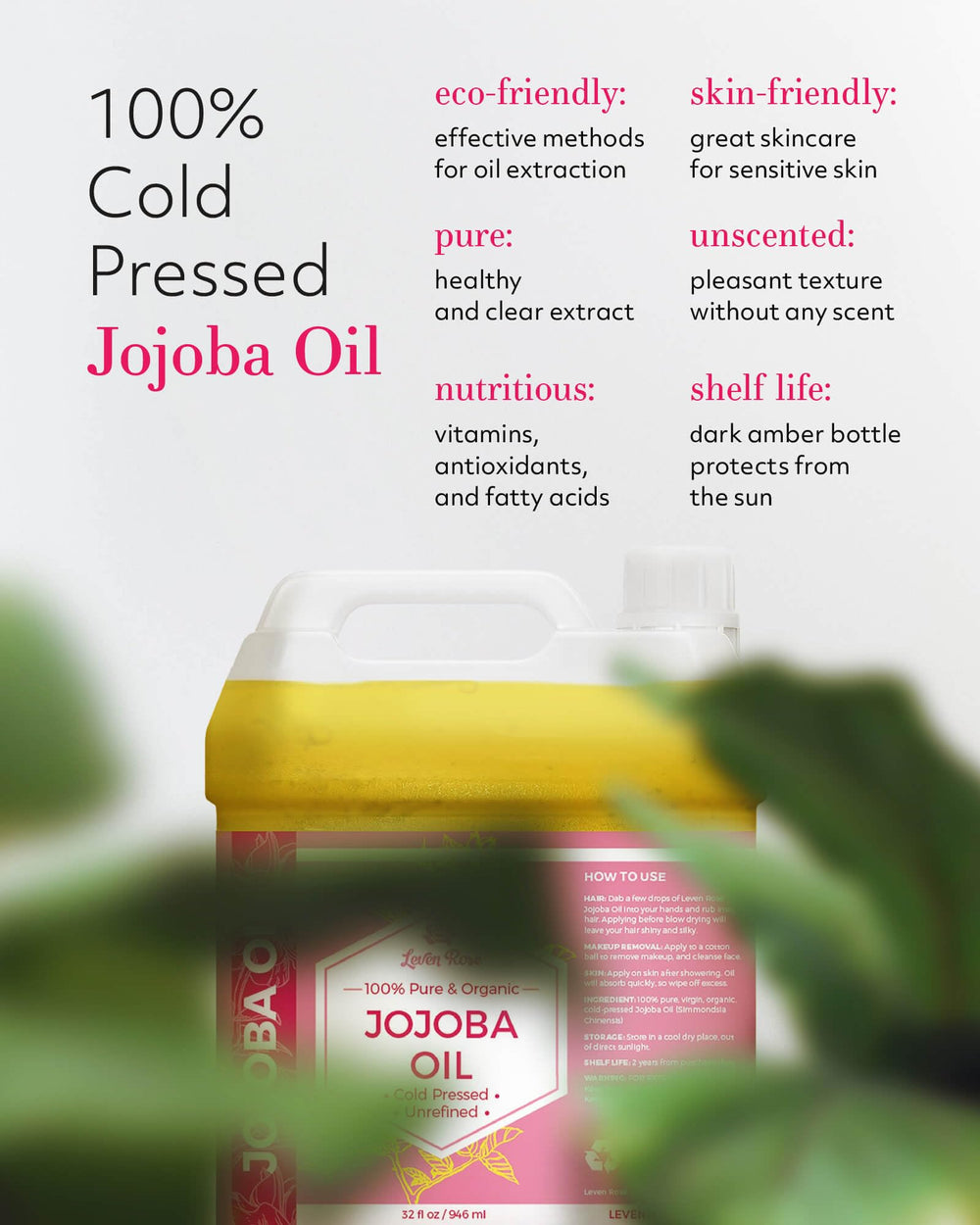 Leven Rose jojoba oil texture close-up illustrating smooth non-greasy feel