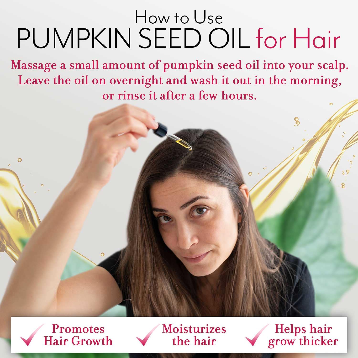 Leven Rose pumpkin seed oil pouring to show silky texture and absorbency benefit
