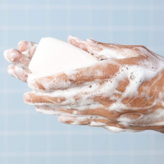 Close-up of Lever 2000 bar lather and texture, gentle moisturizing benefit