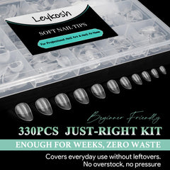 LEYKOSH polished finish showing gel polish applied smoothly over clear tips