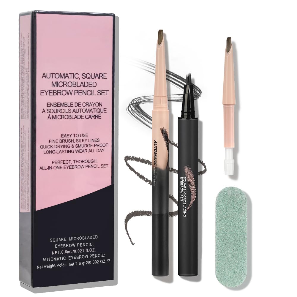 Lezauesy front packaging showing two black eyebrow pens and benefits