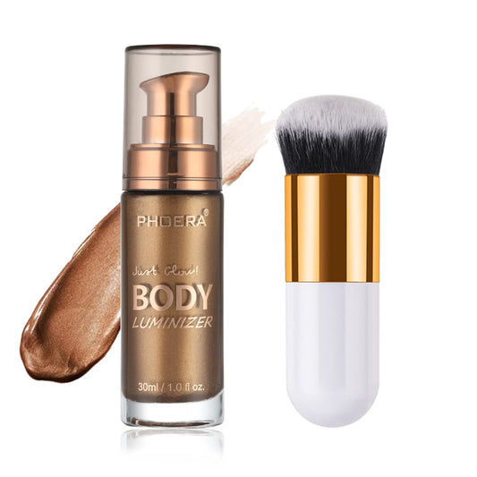Lezero bottle front view showing gleaming bronze shade and compact design benefit