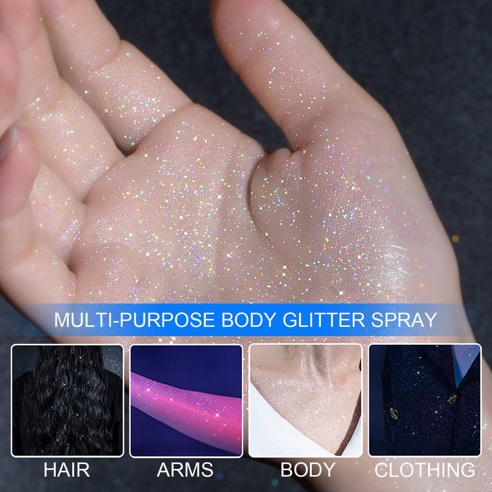 Lezero applied to hair ends showing holographic sparkle for stage-ready shine