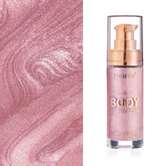 Lezero close-up texture of shimmer oil showing fine luminous particles and smooth blend benefit