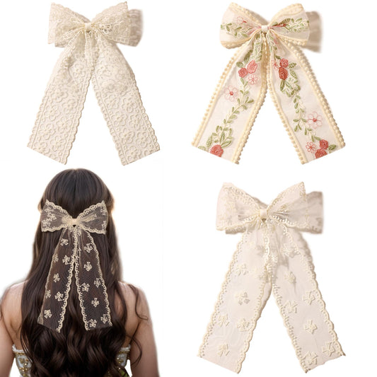 LFOUVRE beige lace bow front view showing elegant shape and instant polish