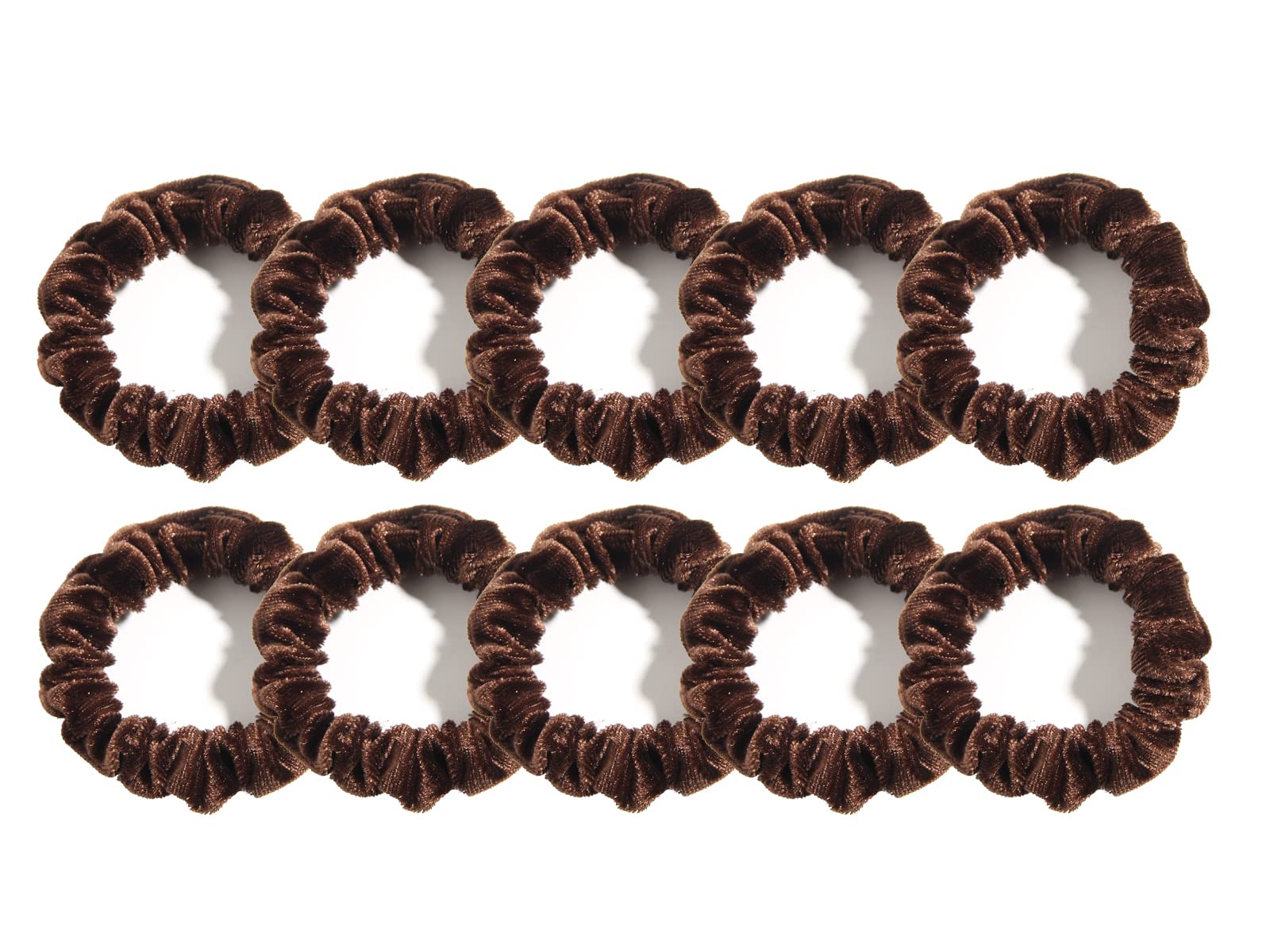 LFOUVRE coffee scrunchies pack front view showing ten ties and neat presentation