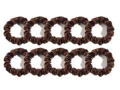 LFOUVRE coffee scrunchies pack front view showing ten ties and neat presentation