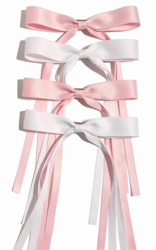 LFOUVRE front packaging showing pink bowknot clips and benefits of style