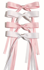 LFOUVRE front packaging showing pink bowknot clips and benefits of style