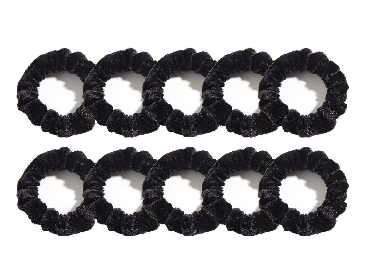 LFOUVRE small velvet scrunchies front pack showing neat compact set and versatility