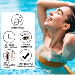 LGSZGDCN application on eyelid showing quick blend and waterproof finish for long wear