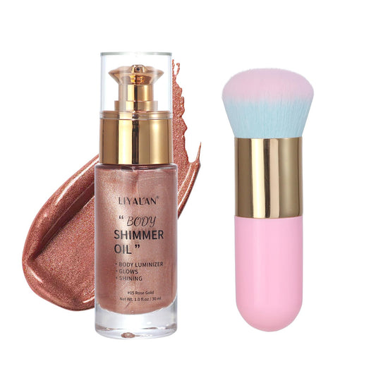 LIYALAN bottle front view showing rose gold shimmer and compact design for travel
