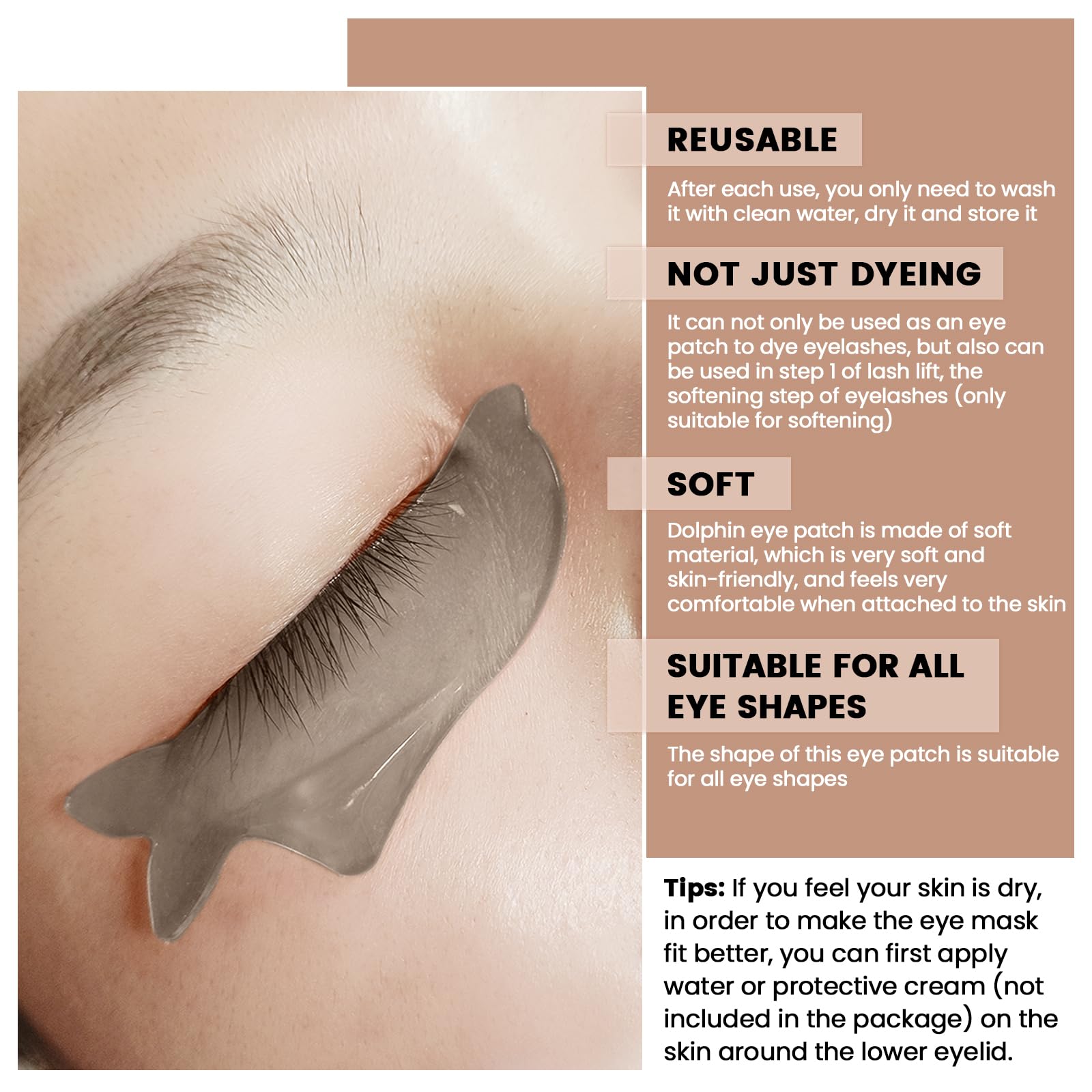 Libeauty dolphin eye patches close-up reusable patches protecting skin during tinting