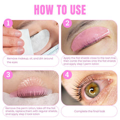 Libeauty lashes fixed onto shield during lift, consistent root-to-tip contact benefit