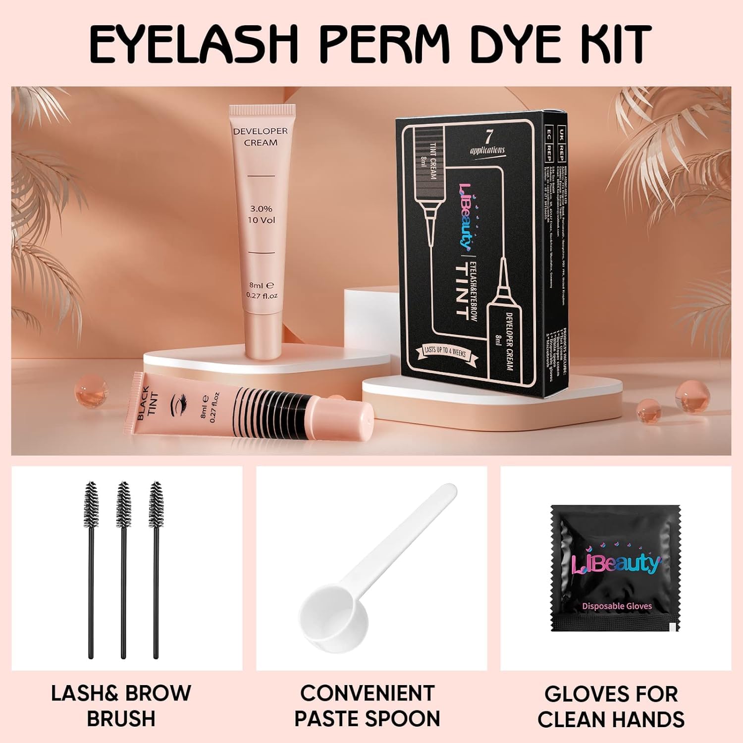 Libeauty tools laid out including brushes and instructions for easy use benefit