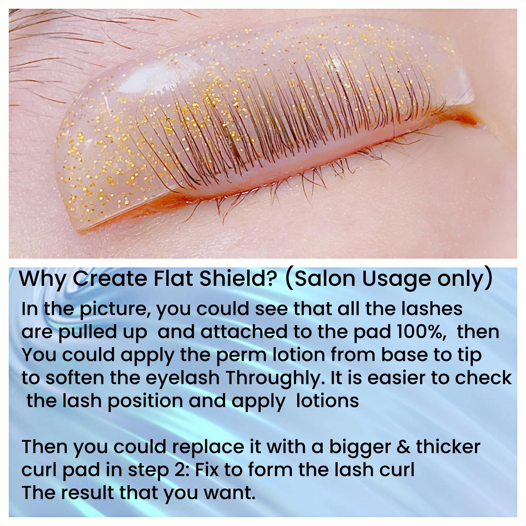 Liber Beauty underside detail of shield showing smooth surface for lash hold