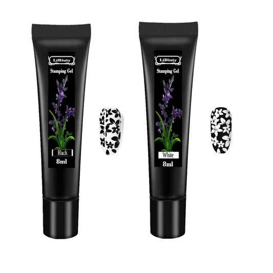 LiBiuty front packaging showing two 8ml stamping gel bottles for easy selection