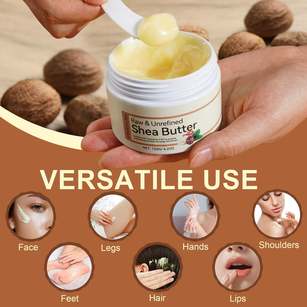 Liefiet shea butter smoothed into hair ends to reduce frizz and add shine