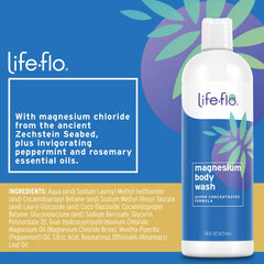 LIFE-FLO pump and label close-up highlighting ingredient transparency