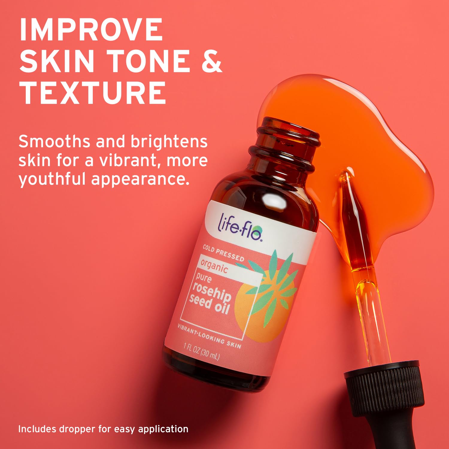 LIFE-FLO applying oil to face demonstrating hydration and smooth finish