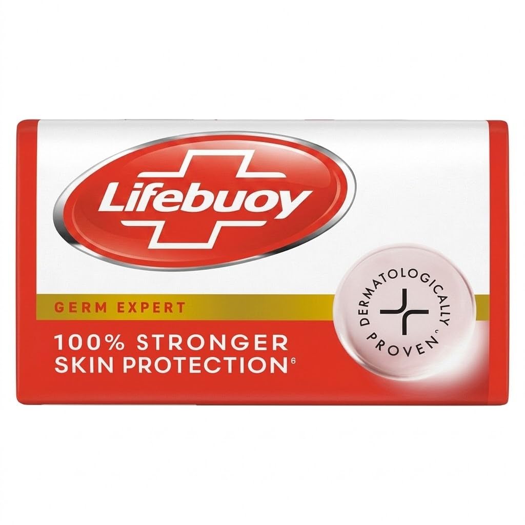 Lifebuoy three-bar pack front view showing convenient supply and freshness