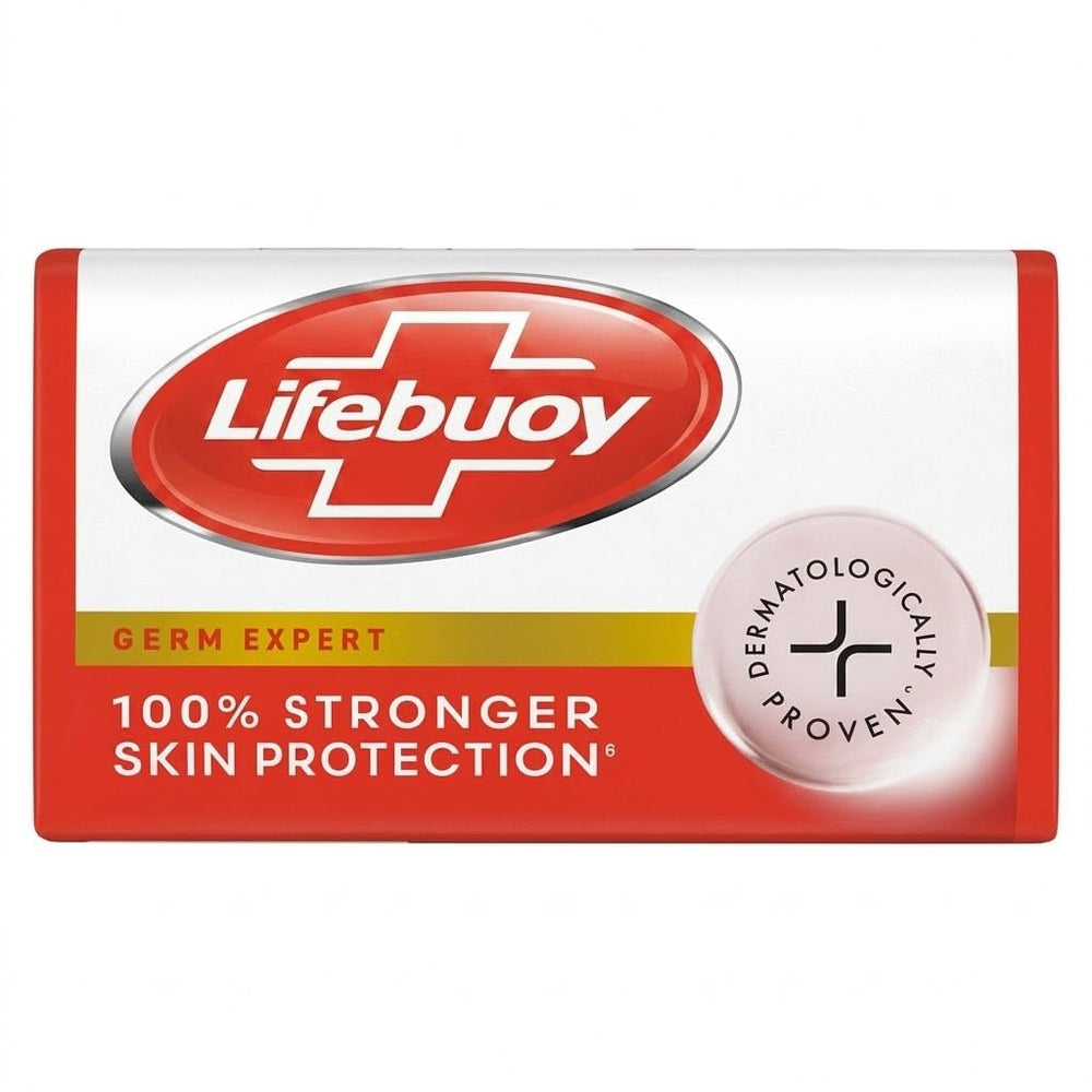 Lifebuoy single 125g bar close-up displaying texture and solid form benefit