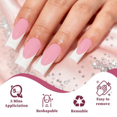 Lifextol close-up of white French tip texture highlighting glossy chip-resistant finish