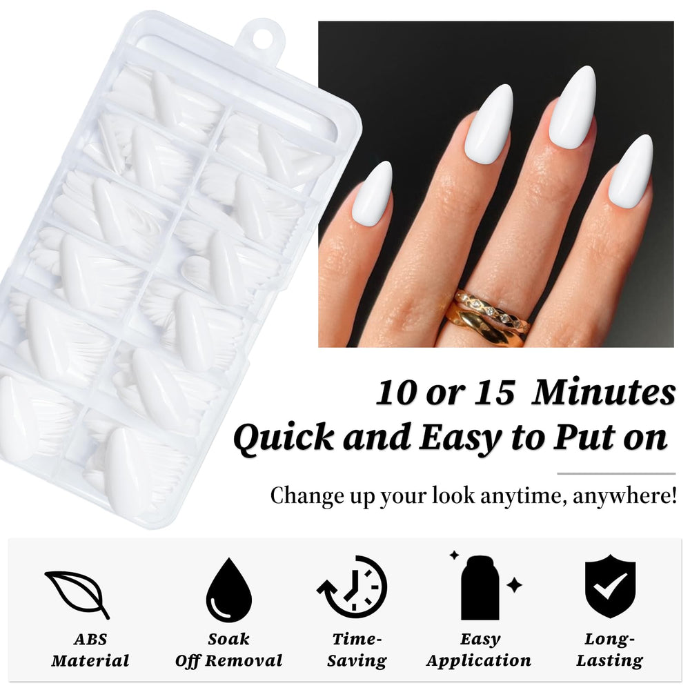 Lifextol close-up of almond nail curvature showing natural fit and smooth glossy finish