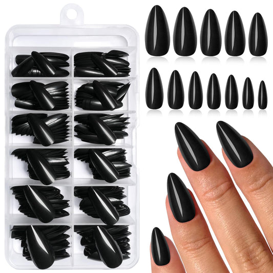Lifextol front packaging showing glossy black almond tips and included tools, easy selection