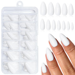 Lifextol front packaging showing 240 white almond nails and transparent box, convenient storage