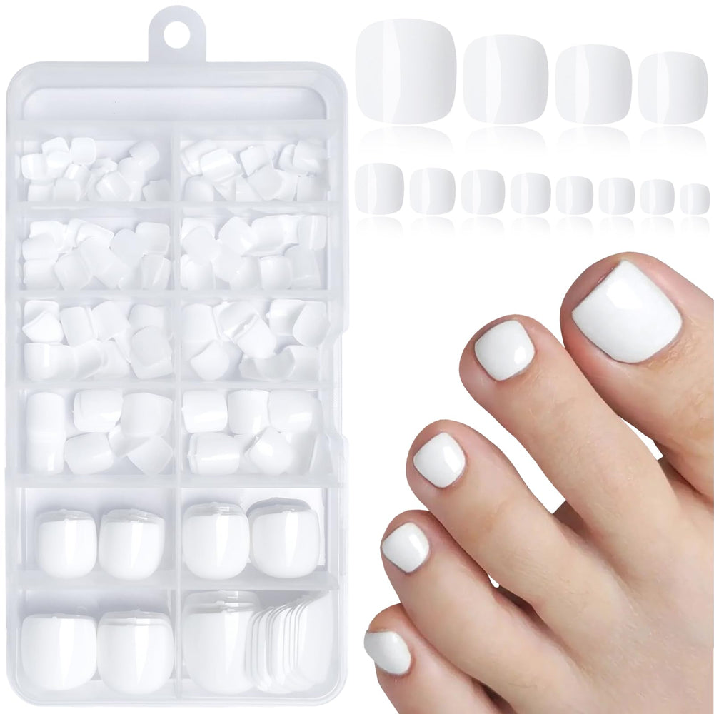 Lifextol front packaging showing 240 white toe tips and clear storage case for easy access