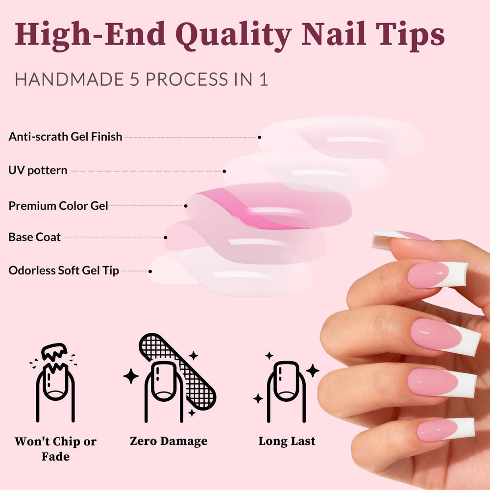 Lifextol nails held in hand to show medium square length and real-size scale