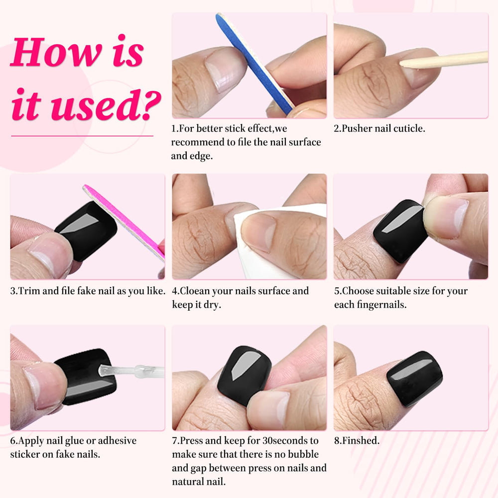 Lifextol short square nail on finger showing natural length and comfortable fit