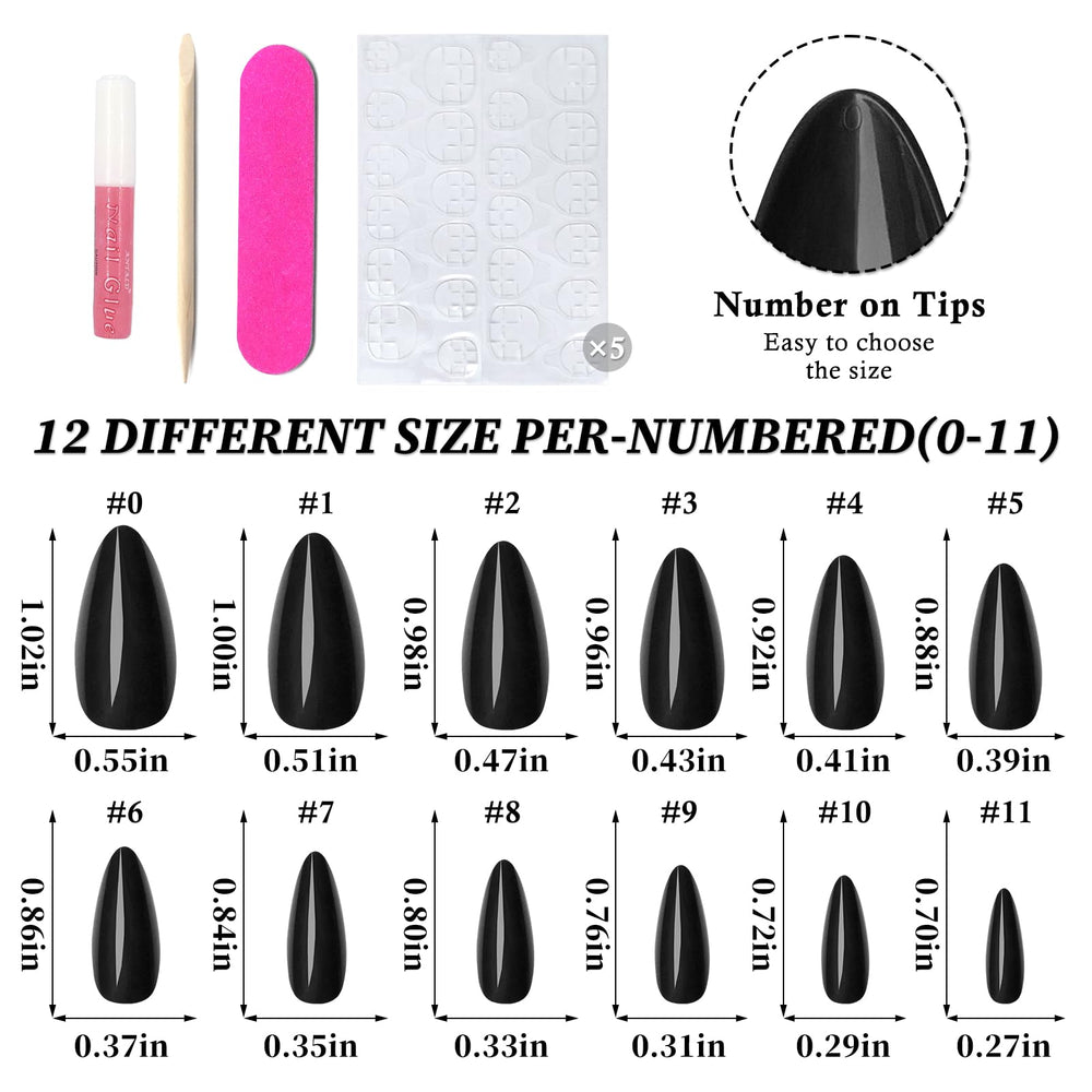Lifextol 12-size grid layout illustrating correct sizing for varied nail beds