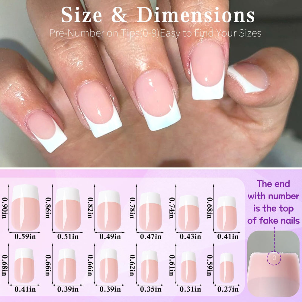 Lifextol worn on fingers displaying short square French look for everyday elegance