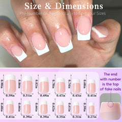 Lifextol worn on fingers displaying short square French look for everyday elegance