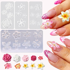LIFOOST front view of four flower silicone molds, easy decorating