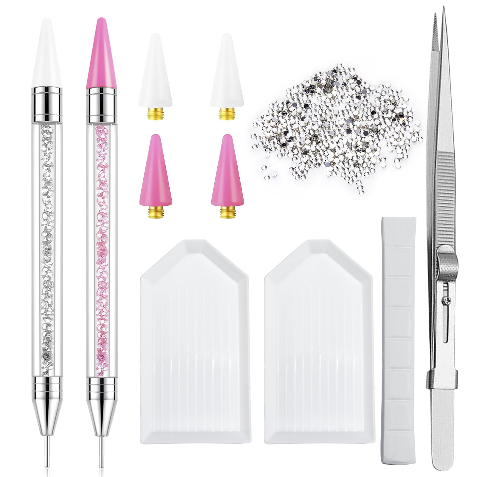 LIGHT RAIN dual-head pen front view showing ergonomic handle and decorative gems