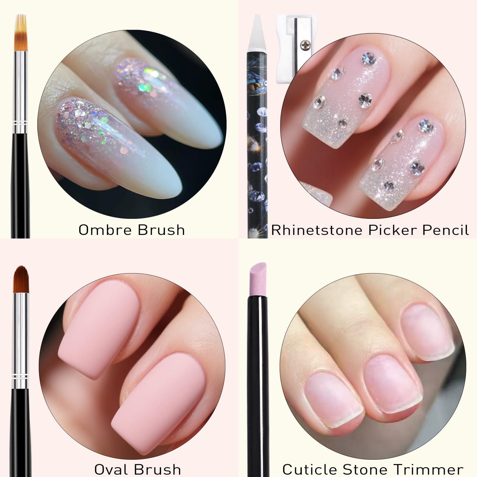 LIGHT RAIN ombre blender and cuticle trimmer showing smooth gradients and prep