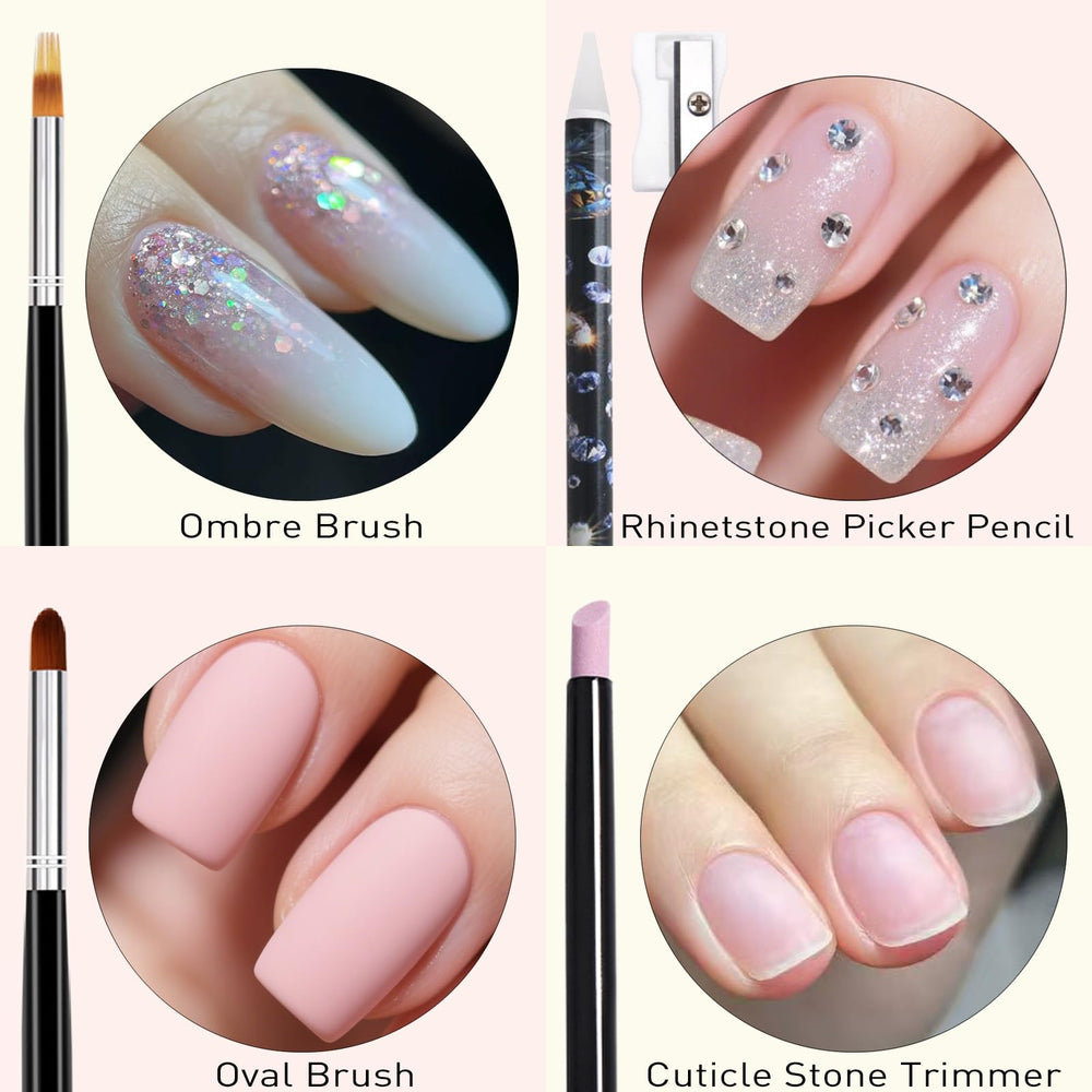 LIGHT RAIN ombre blender and cuticle trimmer showing smooth gradients and prep
