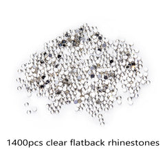 LIGHT RAIN rhinestones in organizer trays showing sorted sizes and colors for quick access