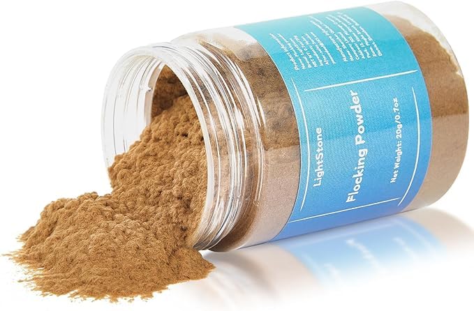 LightStone brown flocking powder jar front view showing label and compact size benefit