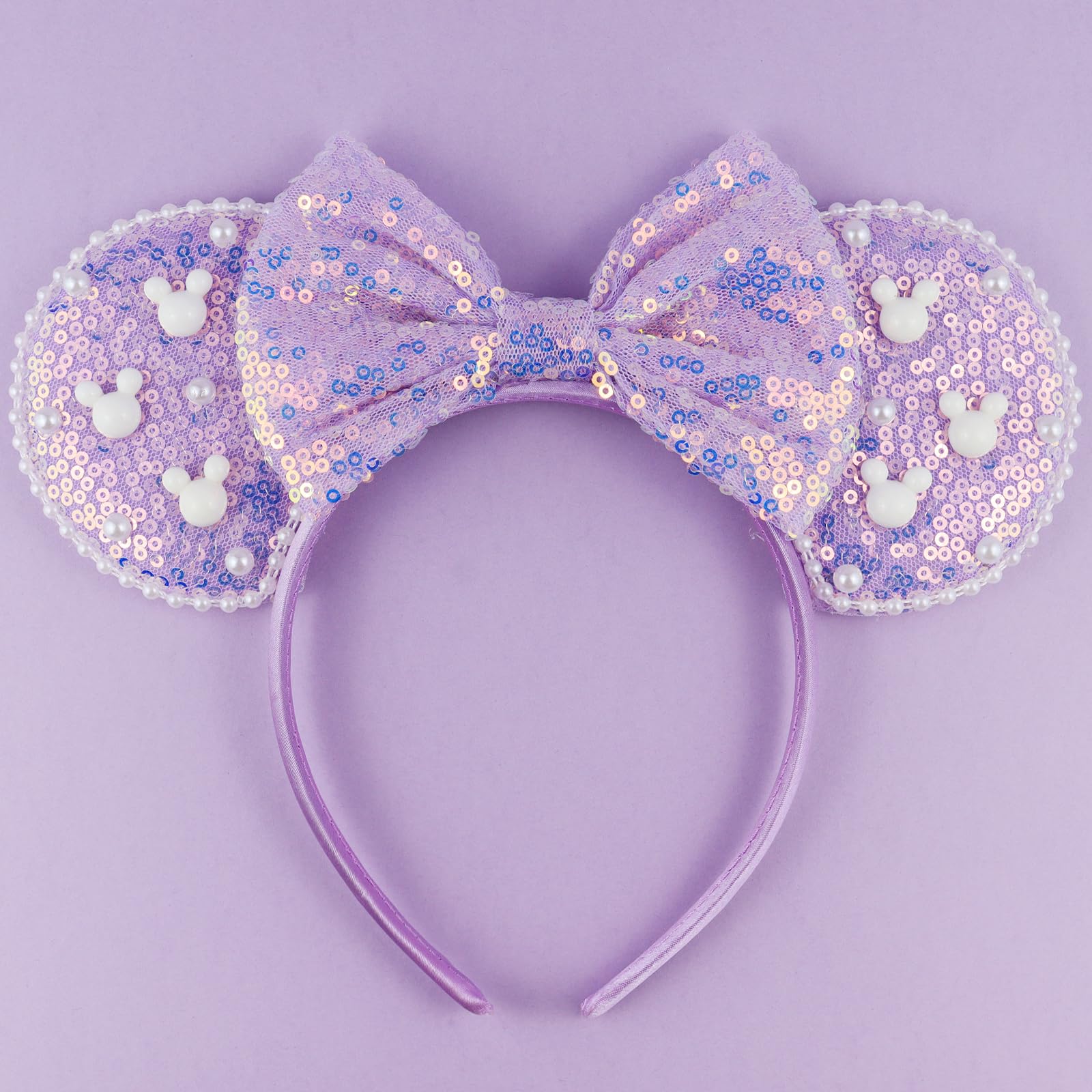 LIHELEI front view purple sequin headband showing overall shape and sparkle benefit